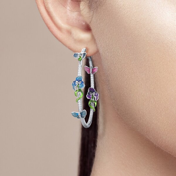 Lot De 9 Paires De Boucles D'oreilles Papillons Et Rondes Fluo Vintage - Plastique