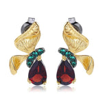 Gold Garnet Butterfly Earrings - Vignette | Esprit Papillon