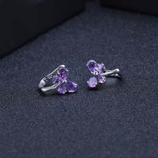Boucles d'Oreilles Améthyste Papillon