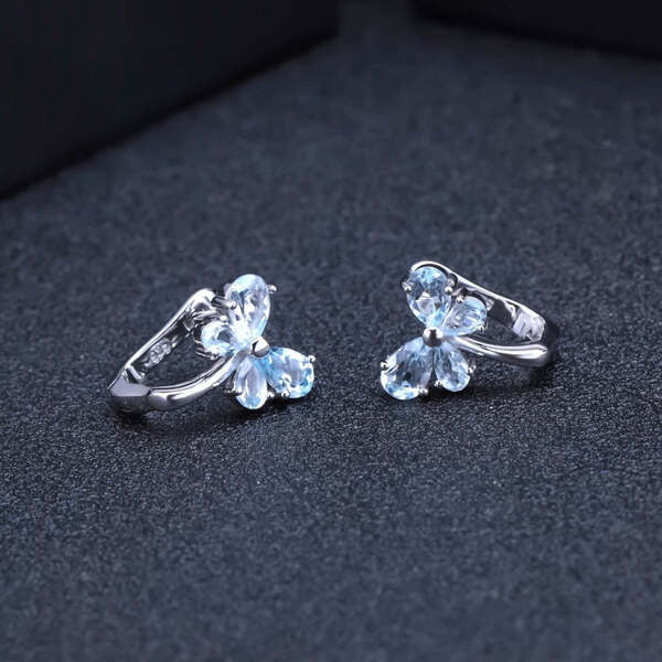 Boucle d'Oreille papillon Topaze Bleu Ciel