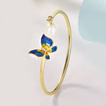 Butterfly Bangle Bracelet with Pearl (Adjustable) - Vignette | Esprit Papillon