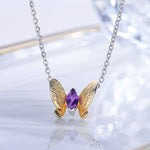 Amethyst Crystal Butterfly Necklace - Vignette | Esprit Papillon