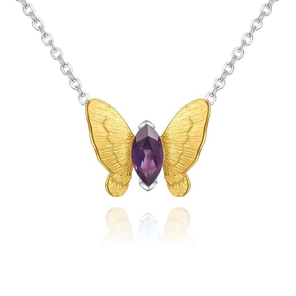 Collier Papillon Cristal Améthyste