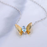 Collier Papillon Cristal Topaze Bleu Ciel - Vignette | Esprit Papillon