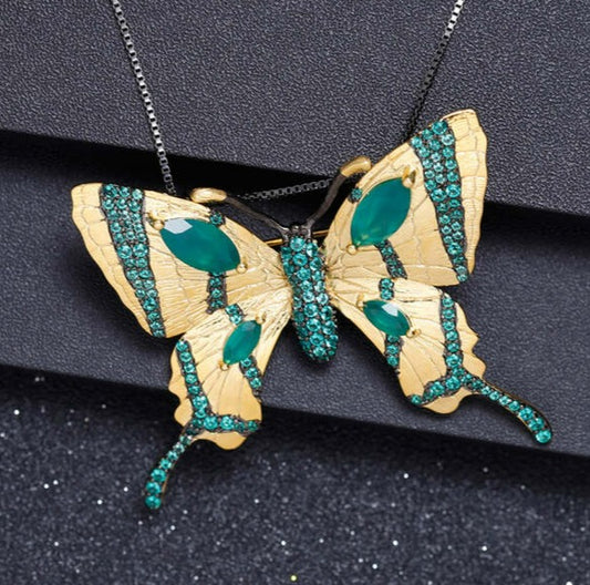 Collier Papillon Pierre Agate