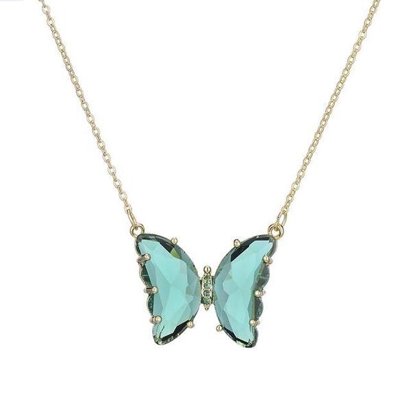 Collier Papillon Translucide Turquoise