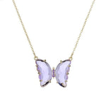 Collier Papillon Translucide Violet